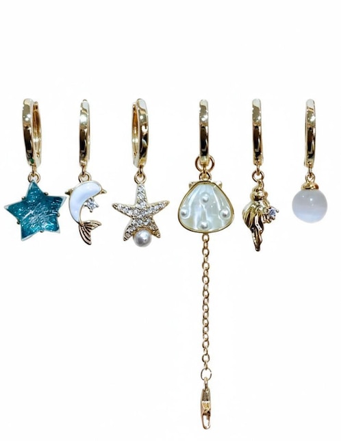 Set de aretes Nira de oro laminado 10 K con acabado brillante