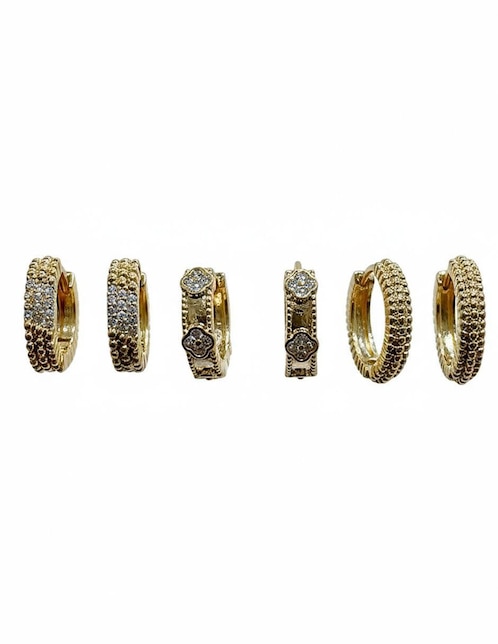 Set de aretes Nira de oro laminado 10 K con acabado brillante zirconia cúbica