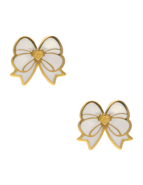 Aretes cortos de moño Nuvi con acabado brillante