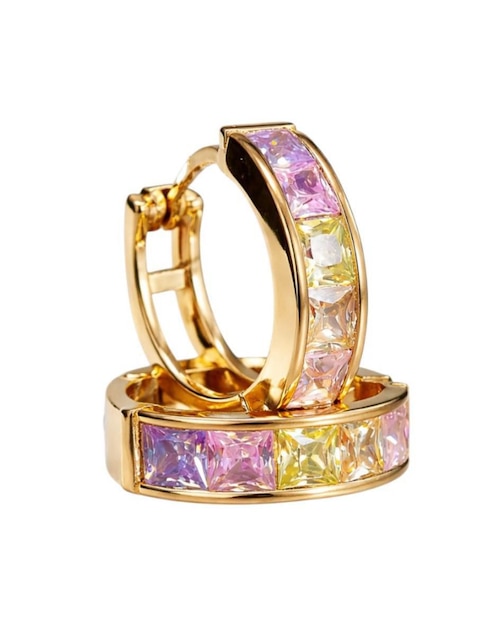 Huggies de oro laminado 14 k con acabado chapa de oro zirconia cúbica Huggies de oro laminado 14 k con acabado chapa de oro zirconia cúbica