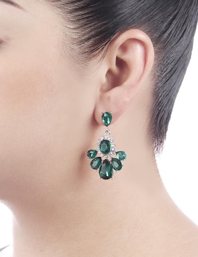 Aretes de gota Unlimited By Ob con acabado baño rodio cristal