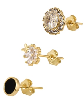 Broqueles Unlimited By Ob con acabado baño de oro 18 K cristal