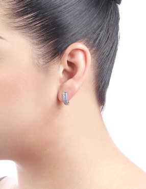 Aretes Unlimited By Ob con acabado baño rodio zirconia