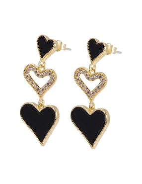 Aretes de corazón Unlimited By Ob 18 K con acabado esmaltado zirconia