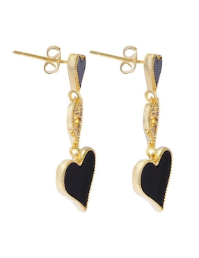 Aretes de corazón Unlimited By Ob 18 K con acabado esmaltado zirconia