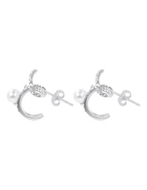 Aretes de moño Unlimited By Ob con acabado baño rodio cristal