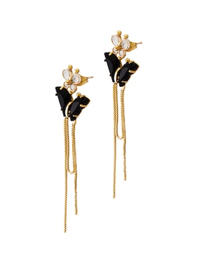 Aretes de mariposa Unlimited By Ob con acabado chapa de oro zirconia