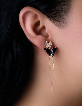 Aretes de mariposa Unlimited By Ob con acabado chapa de oro zirconia