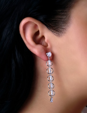 Aretes Unlimited By Ob con acabado baño rodio zirconia