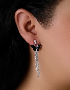 Aretes de mariposa Unlimited By Ob con acabado baño rodio cristal