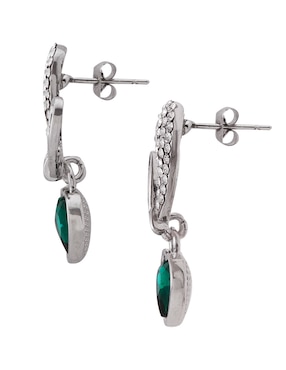 Aretes de corazón Unlimited By Ob con acabado baño rodio cristal