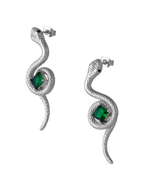Aretes de serpiente Unlimited By Ob con acabado baño rodio zirconia