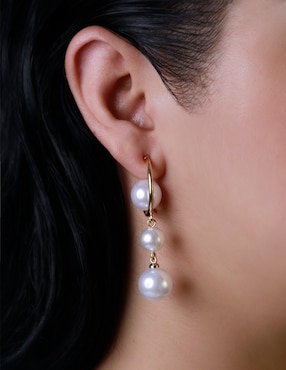 Aretes redondos Unlimited By Ob con acabado chapa de oro imitación perla