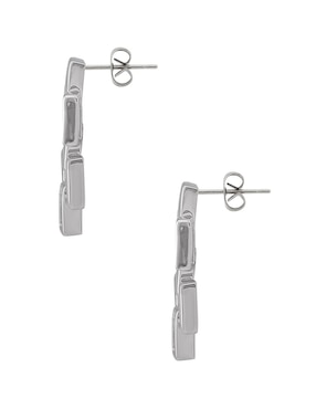 Aretes rectangulares Unlimited By Ob con acabado baño rodio zirconia