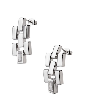 Aretes rectangulares Unlimited By Ob con acabado baño rodio zirconia
