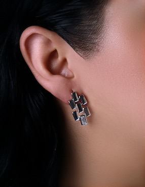 Aretes rectangulares Unlimited By Ob con acabado baño rodio zirconia