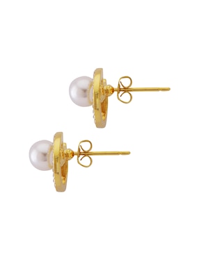Aretes redondos Unlimited By Ob con acabado chapa de oro cristal