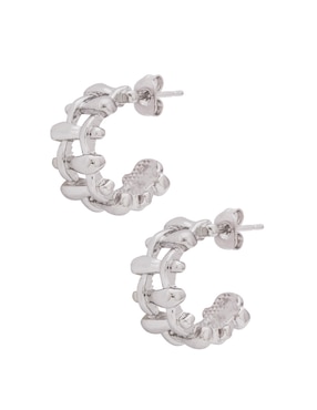 Aretes redondos Unlimited By Ob con acabado baño rodio