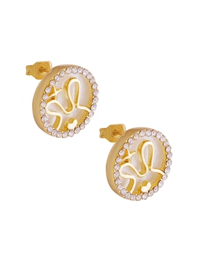Aretes redondos Unlimited By Ob con acabado chapa de oro cristal