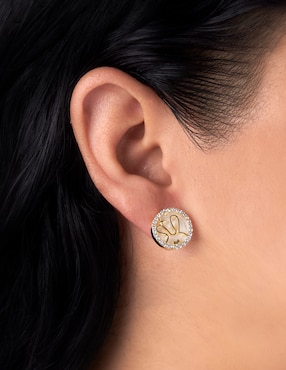 Aretes redondos Unlimited By Ob con acabado chapa de oro cristal