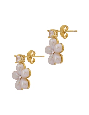 Aretes de flor Unlimited By Ob con acabado chapa de oro zirconia
