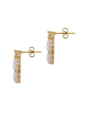 Aretes de flor Unlimited By Ob con acabado chapa de oro zirconia