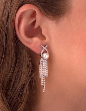 Aretes Unlimited By Ob con acabado plateado perla