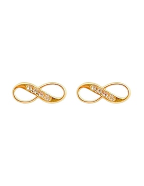 Broqueles de infinito Lenna de oro con acabado brillante circonita