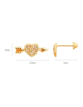 Broqueles de corazón Lenna de oro con acabado brillante zirconia