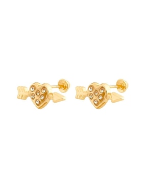 Broqueles de corazón Lenna de oro con acabado brillante zirconia