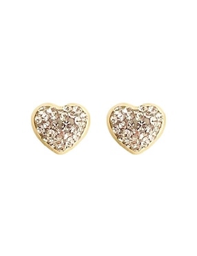 Broqueles de corazón Lenna de oro con acabado brillante zirconia