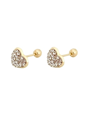 Broqueles de corazón Lenna de oro con acabado brillante zirconia