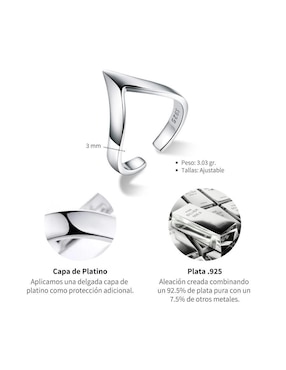 Anillo geométrico Chulada Beauty P 925 de plata brillante