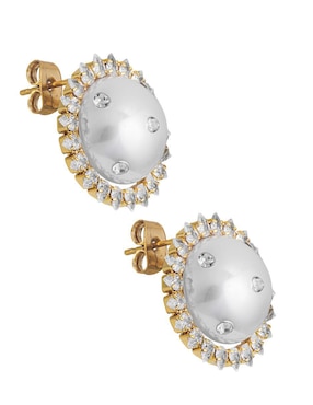 Aretes redondos Unlimited By Ob con acabado chapa de oro perla