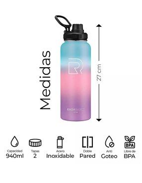 Botella de agua Genérica de acero con tapa a prueba de derrame 946 ML