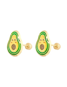 Broqueles de aguacate Lenna de oro con acabado esmaltado