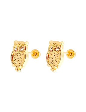 Broqueles de búho Lenna de oro zirconia