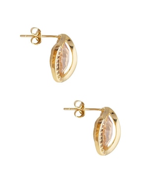 Aretes redondos Unlimited By Ob con acabado chapa de oro zirconia
