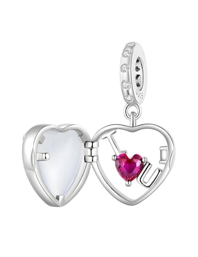 Charm De Corazón Ame Jewelry De Plata P 925 Zirconia