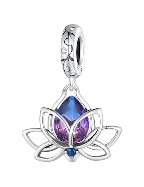 Charm De Flor De Loto Ame Jewelry Collection De Plata P 925 Zirconia