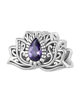 Charm De Flor De Loto Ame Jewelry Collection De Plata P 925 Zirconia