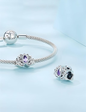 Charm de flor de loto Ame Jewelry Collection de plata P 925 zirconia