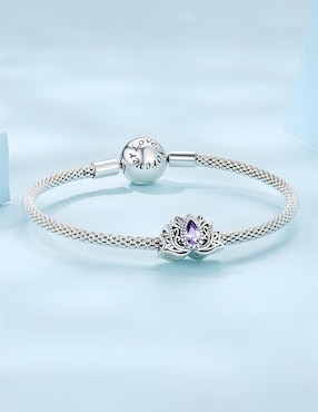 Charm de flor de loto Ame Jewelry Collection de plata P 925 zirconia