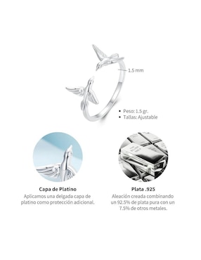 Anillo de colibrí Chulada Nature P 925 de plata brillante