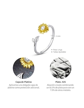 Anillo de flor Chulada Nature P 925 de plata circonita brillante