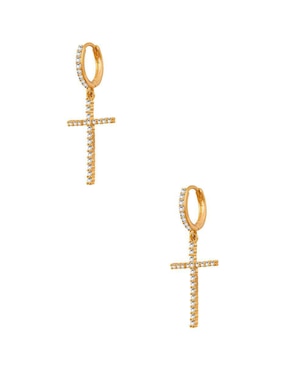 Aretes de cruz Unlimited By Ob con acabado pavé zirconia