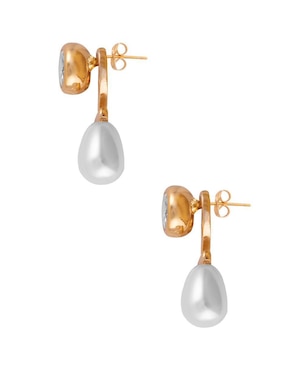 Aretes Unlimited By Ob con acabado chapa de oro perla