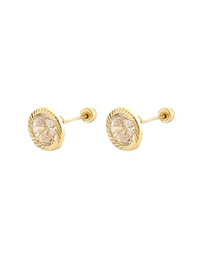 Broqueles redondos Lenna de oro con acabado brillante zirconia