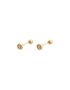 Broqueles redondos Lenna de oro con acabado brillante zirconia