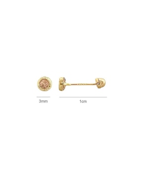 Broqueles redondos Lenna de oro con acabado brillante zirconia